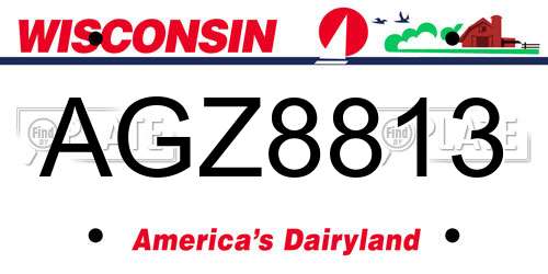 AGZ8813 Wisconsin License Plate