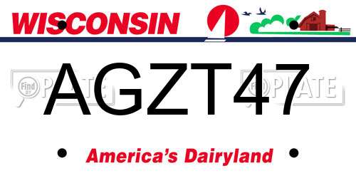 AGZT47 Wisconsin License Plate