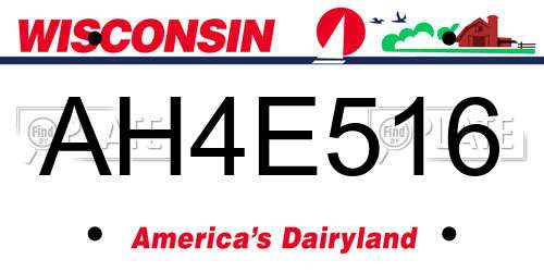 AH4E516 Wisconsin License Plate