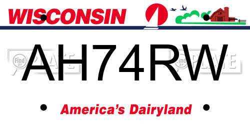 AH74RW Wisconsin License Plate