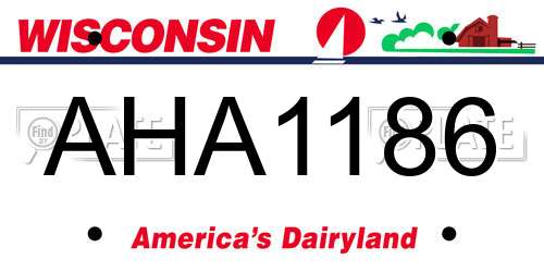 AHA1186 Wisconsin License Plate