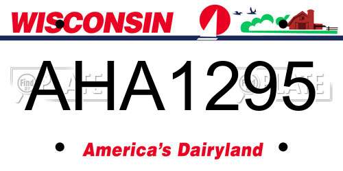 AHA1295 Wisconsin License Plate