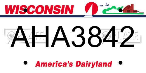 AHA3842 Wisconsin License Plate