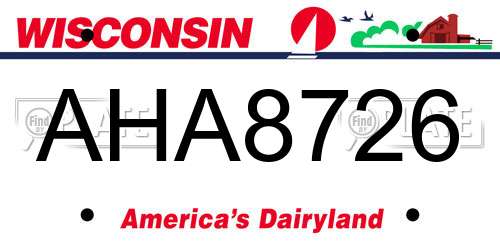 AHA8726 Wisconsin License Plate