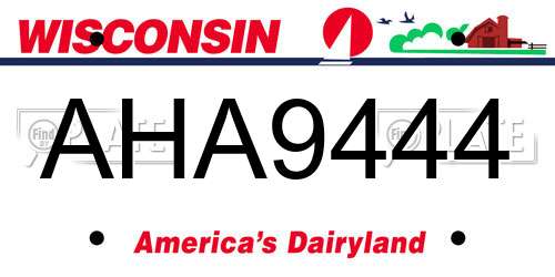AHA9444 Wisconsin License Plate