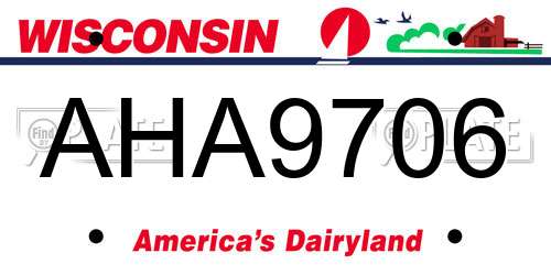 AHA9706 Wisconsin License Plate
