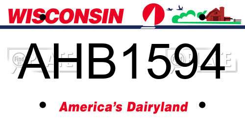 AHB1594 Wisconsin License Plate