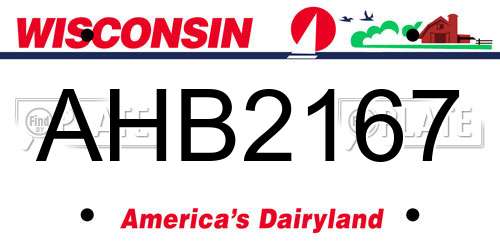 AHB2167 Wisconsin License Plate