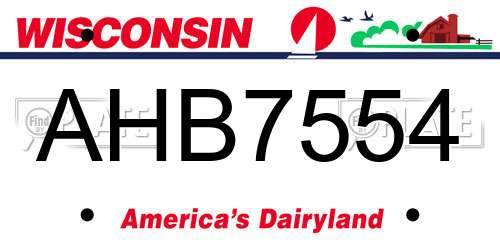 AHB7554 Wisconsin License Plate