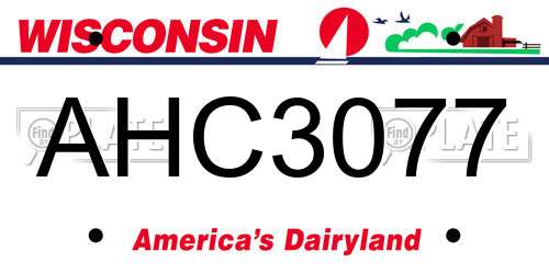 AHC3077 Wisconsin License Plate