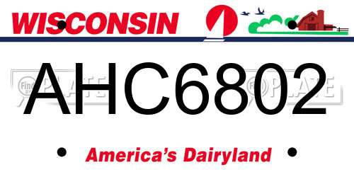 AHC6802 Wisconsin License Plate