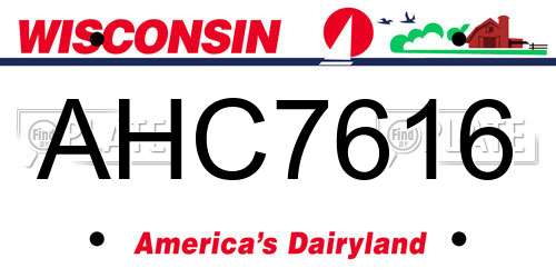 AHC7616 Wisconsin License Plate