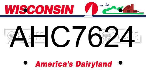 AHC7624 Wisconsin License Plate