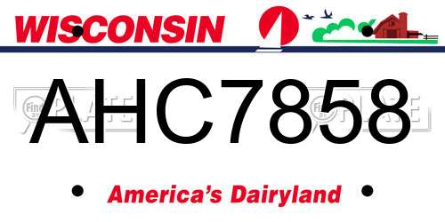 AHC7858 Wisconsin License Plate