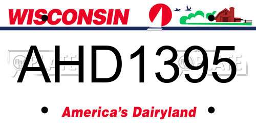 AHD1395 Wisconsin License Plate