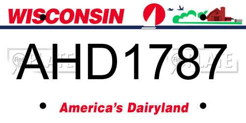 AHD1787 Wisconsin License Plate
