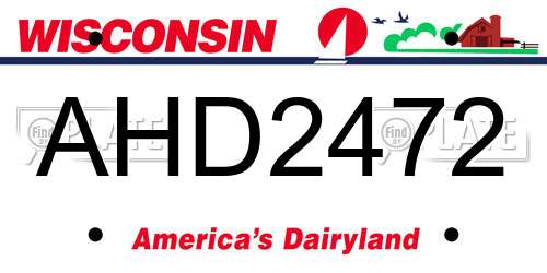 AHD2472 Wisconsin License Plate