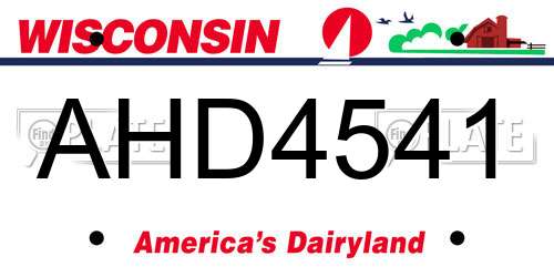 AHD4541 Wisconsin License Plate