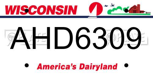 AHD6309 Wisconsin License Plate