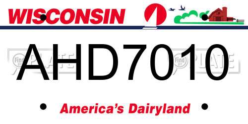 AHD7010 Wisconsin License Plate