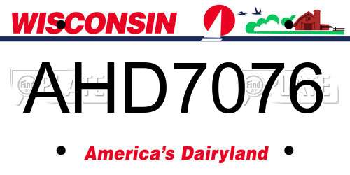 AHD7076 Wisconsin License Plate