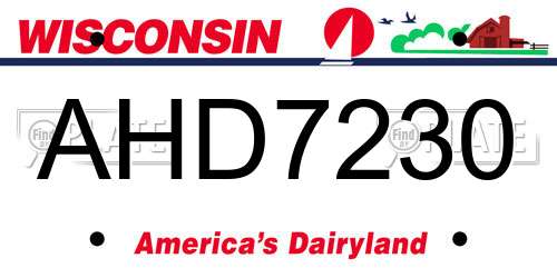AHD7230 Wisconsin License Plate