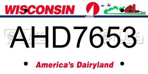 AHD7653 Wisconsin License Plate
