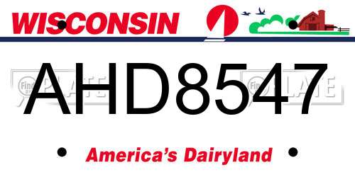 AHD8547 Wisconsin License Plate