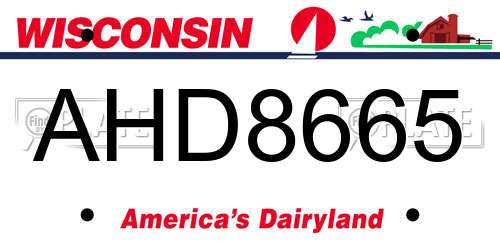 AHD8665 Wisconsin License Plate