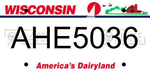 AHE5036 Wisconsin License Plate