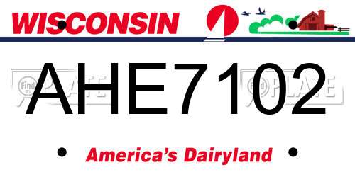 AHE7102 Wisconsin License Plate