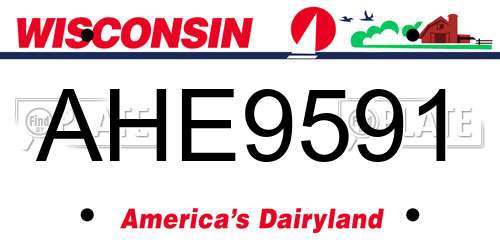 AHE9591 Wisconsin License Plate