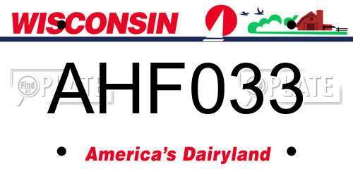AHF033 Wisconsin License Plate