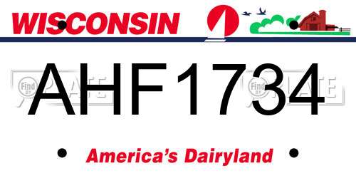 AHF1734 Wisconsin License Plate