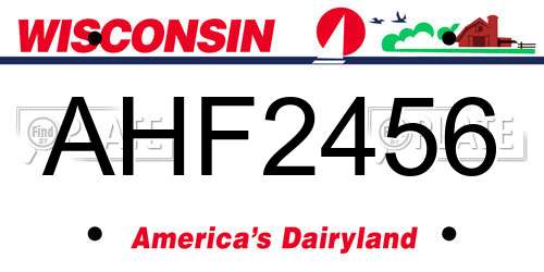 AHF2456 Wisconsin License Plate
