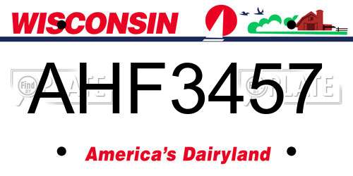 AHF3457 Wisconsin License Plate