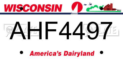 AHF4497 Wisconsin License Plate