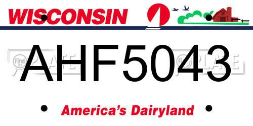 AHF5043 Wisconsin License Plate