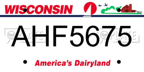AHF5675 Wisconsin License Plate