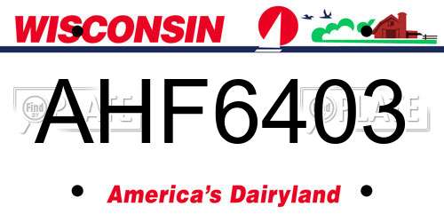 AHF6403 Wisconsin License Plate