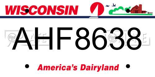 AHF8638 Wisconsin License Plate