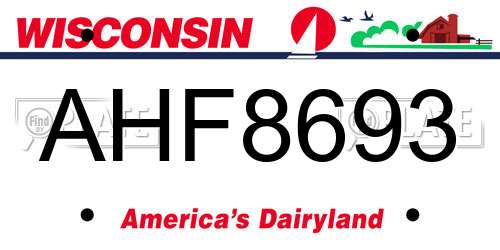 AHF8693 Wisconsin License Plate