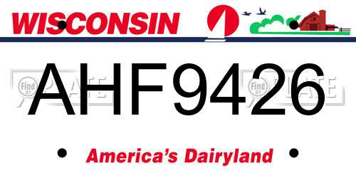 AHF9426 Wisconsin License Plate