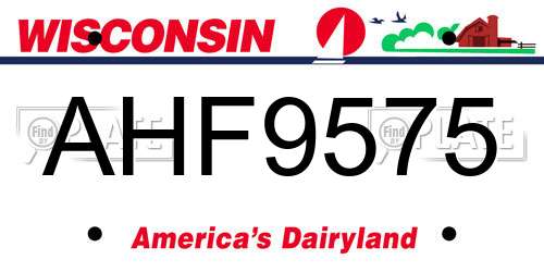 AHF9575 Wisconsin License Plate