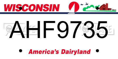 AHF9735 Wisconsin License Plate