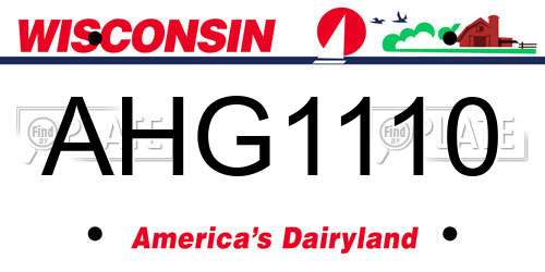 AHG1110 Wisconsin License Plate