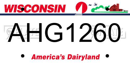 AHG1260 Wisconsin License Plate