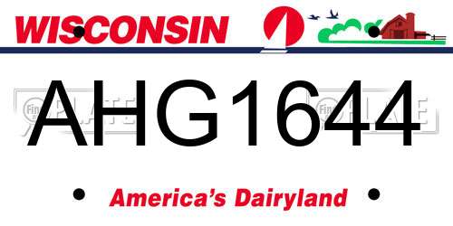 AHG1644 Wisconsin License Plate