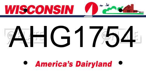 AHG1754 Wisconsin License Plate