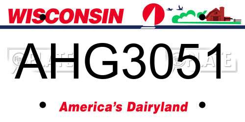AHG3051 Wisconsin License Plate
